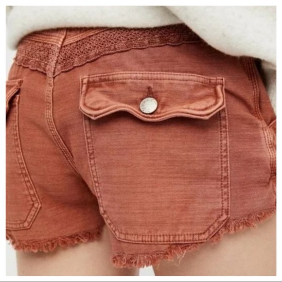 Like New Free People Dusty Rose Great Expectation Boho Lace Shorts Size 6 - Picture 4 of 10